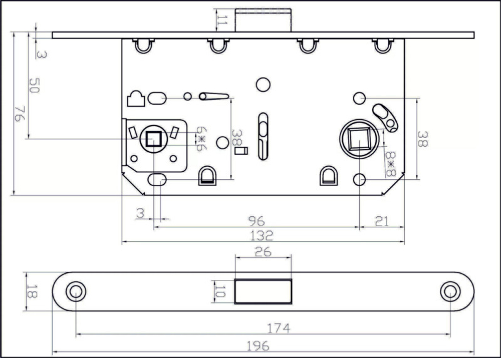 Замок с магнитной защелкой ADDENBAU WC-5096 MAG NICKEL под завертку, никель (центр магнит)