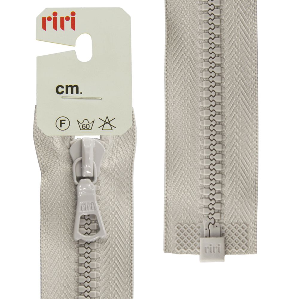 Молния трактор RIRI Т6 (6 мм) 1 зам., разъем., 70 см, цв.2113, св.серый, 1 шт