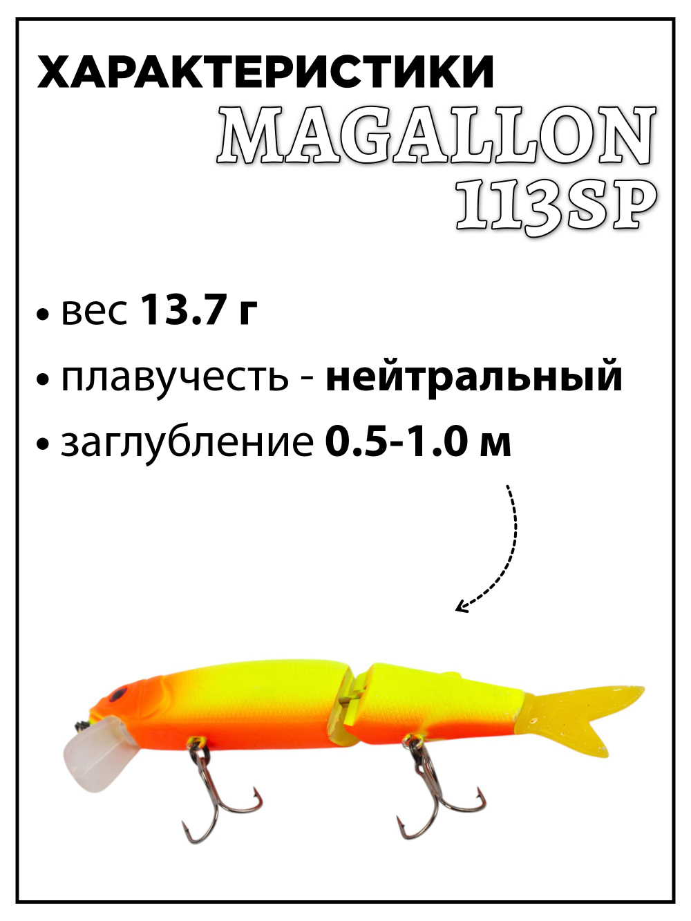 Воблер составной Минноу Magallon 113 SP 13.7 г цвет #06