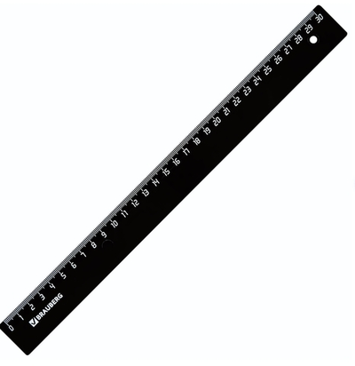 Линейка пластик 30см. черная (BRAUBERG)