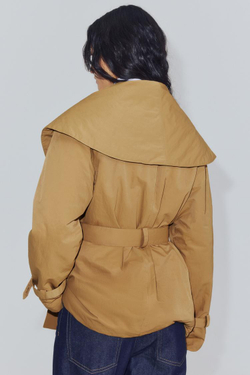 ZARA СТЕГАНАЯ КУРТКА ZW COLLECTION, БЕЖЕВЫЙ