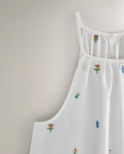 ZARA HOME Хлопковая ночная рубашка с мини-принтом в виде цветов, белый