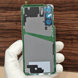 Задняя крышка для Samsung S21 (задняя пластиковая панель) "Премиум качество" цвет: Белый фантом (Чёрный)