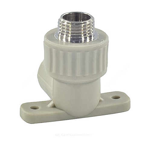 Угольник PP-R комбинированный серый Дн 25х1/2" НР с креплением VALFEX 10121025Г