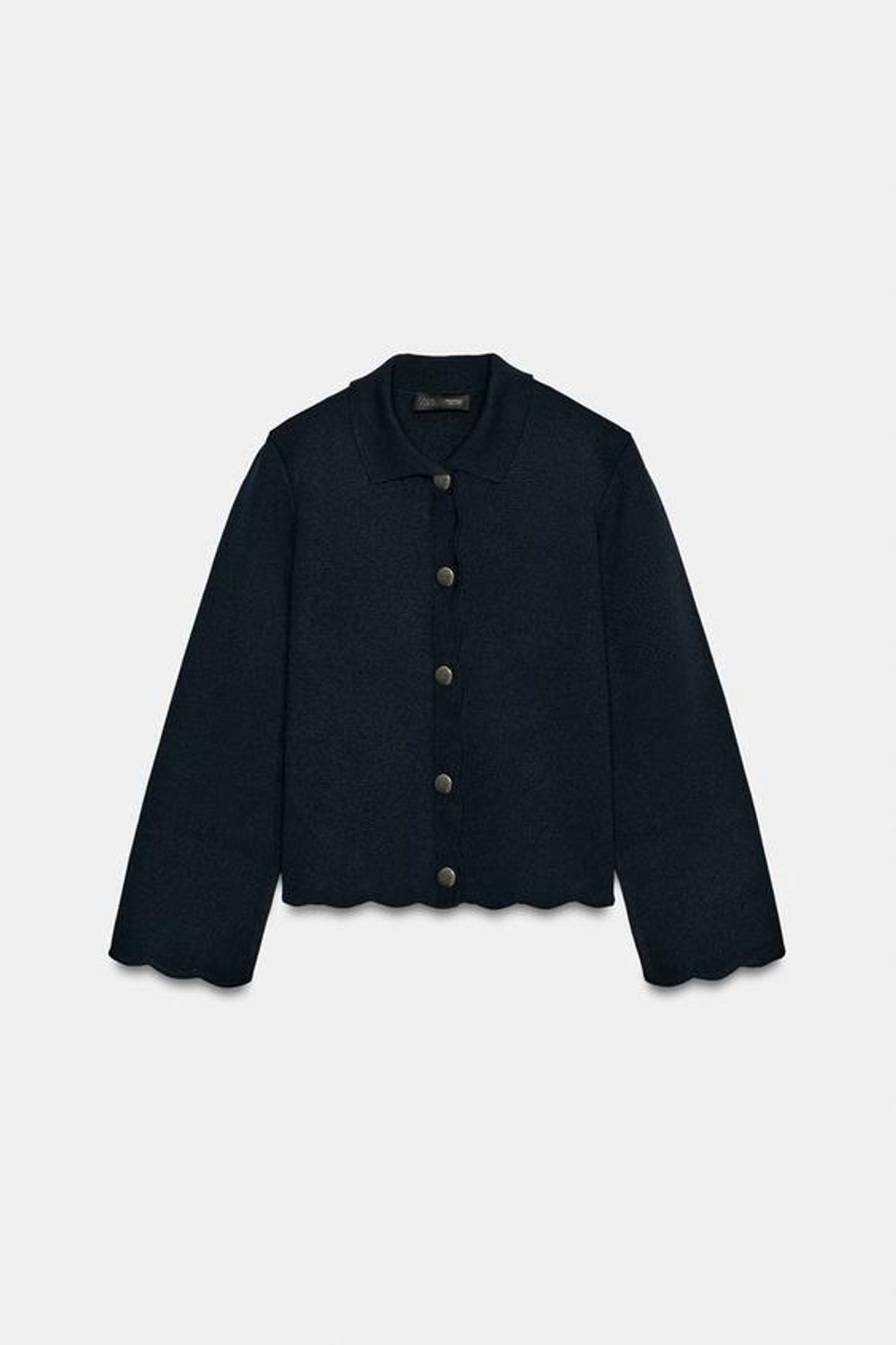 ZARA КАРДИГАН С ВОЛНИСТЫМ КРАЕМ, МОРСКОЙ СИНИЙ