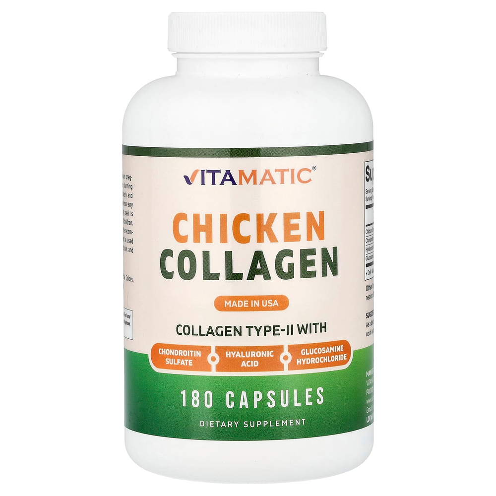 Vitamatic, куриный коллаген, 180 капсул