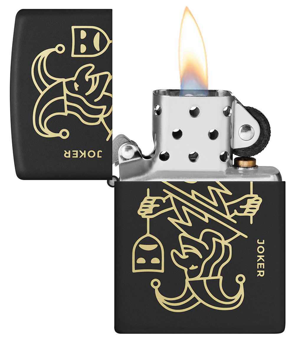 Зажигалка ZIPPO Masked Joker Design с покрытием Black Matte, латунь/сталь, черная, 38x13x57 мм, шт