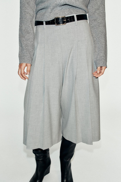 ZARA ДЛИННЫЕ ШОРТЫ С РЕМНЕМ, СЕРЫЙ