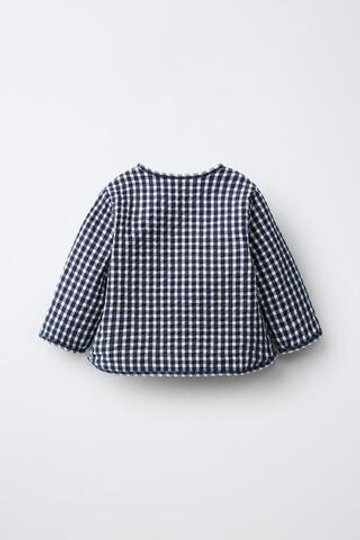 ZARA КУРТКА В КЛЕТКУ ВИШИ, МОРСКОЙ СИНИЙ