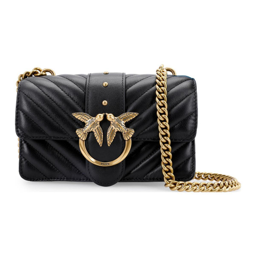 Сумка Pinko Quilt Quilted Fashion Rhombic Gold Buckle V-pattern Chain Shoulder Messenger Swallow Bacchus Bag Shoulder Bag Mini Black, 1P227L-Y6XV-Z99