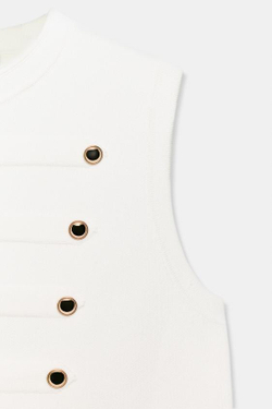 ZARA ТОП-ЖИЛЕТ С ПУГОВИЦАМИ, БЕЛЫЙ