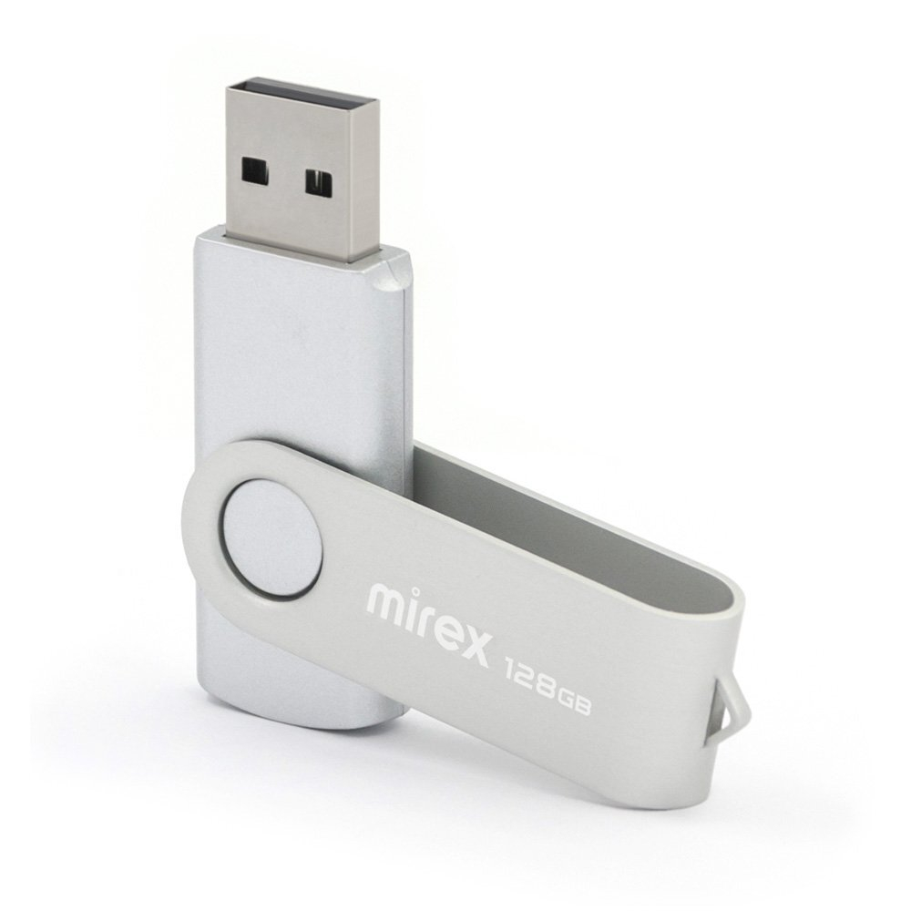 Флешка 128-GB USB-2.0 MIREX SWIVEL SILVER