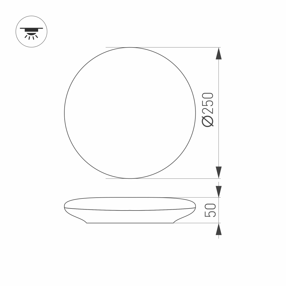Светильник CL-FRISBEE-MOTION-R250-12W Day4000 (WH, 180 deg, 230V) (Arlight, IP54 Пластик, 3 года) 030094