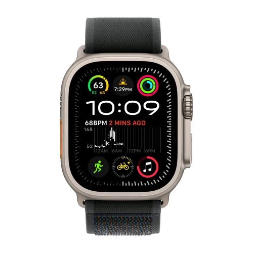 Умные часы Apple Watch Ultra 2 (2024) GPS + Cellular, 49mm, Natural Titanium Case with Black Trail Loop M/L, (Черный)