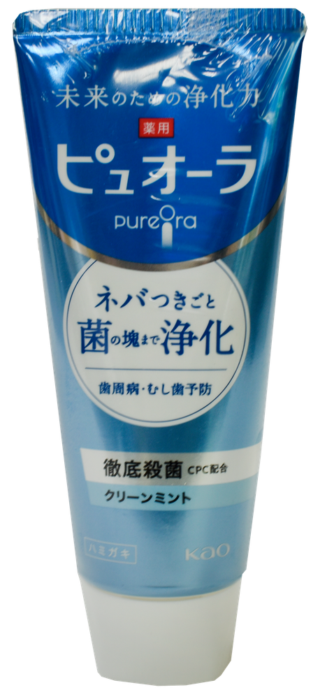 Зубная паста КAO "Medicinal PureOra Clean Mint" антибактериальная для профилактики кариеса и гингивита освежающая мята