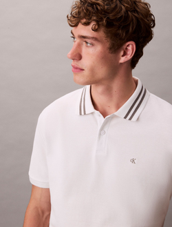Поло Calvin Klein Monogram Pique Tipped Classic Polo Shirt Blanc De Blanc