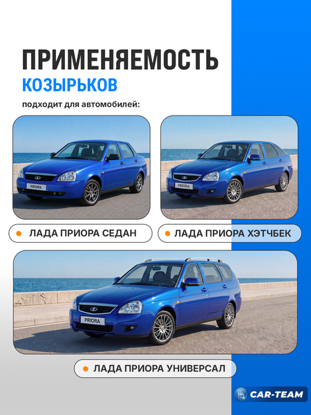 Козырьки солнцезащитные черные (ver 2.0) Лада Приора с двумя зеркалами