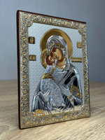 Владимирская БМ, икона прямоугольная без рамки, красное дерево 175х225