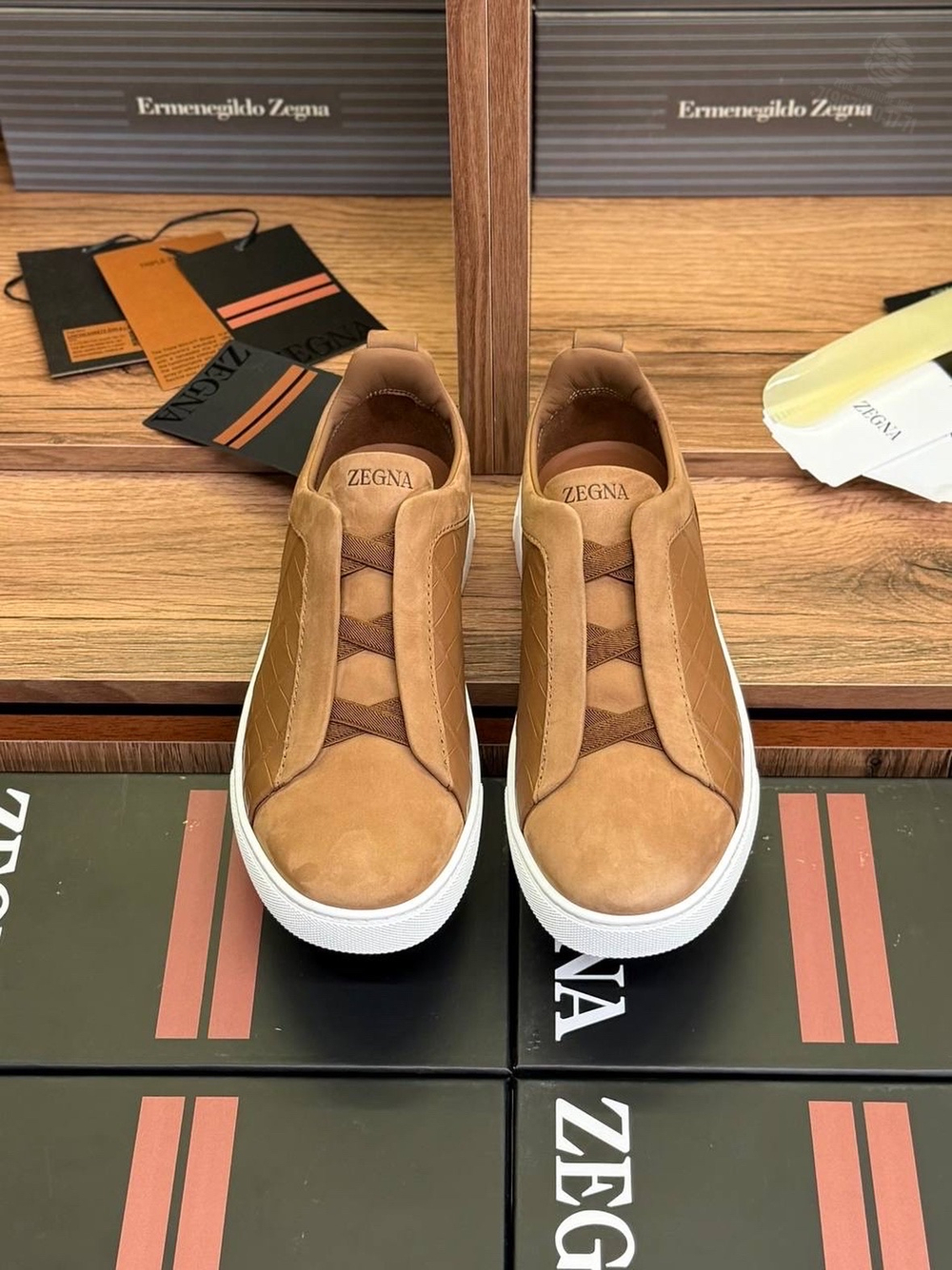 Кеды Zegna Triple Stitch с вставками кожи крокодила