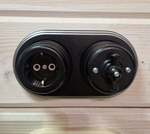 Ретро выключатель поворотный, пластиковый, черный, Вектор Interior Electric