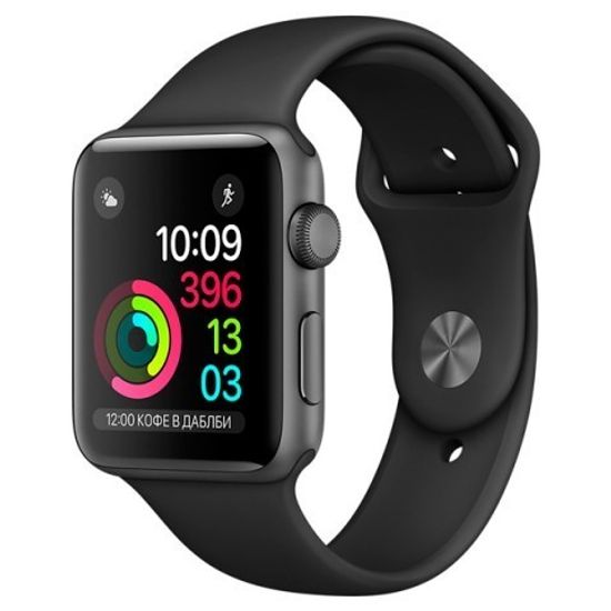 Часы смарт Apple Watch 42мм из алюминия цвета «серый космос», спортивный ремешок MP062 - серия 3
