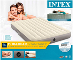 Мaтрас нaдувной Intex 64144 Pillow Rest King 183х203х25 см / Крoвать нaдувная Интeкс двухспальная велюровая королевского размера со встроенным подголовником