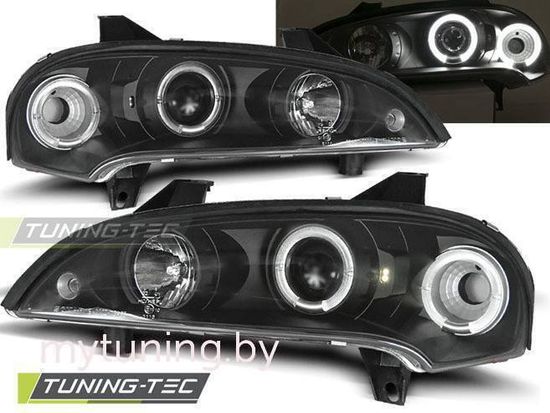 Передние фары Opel Tigra angel eyes black