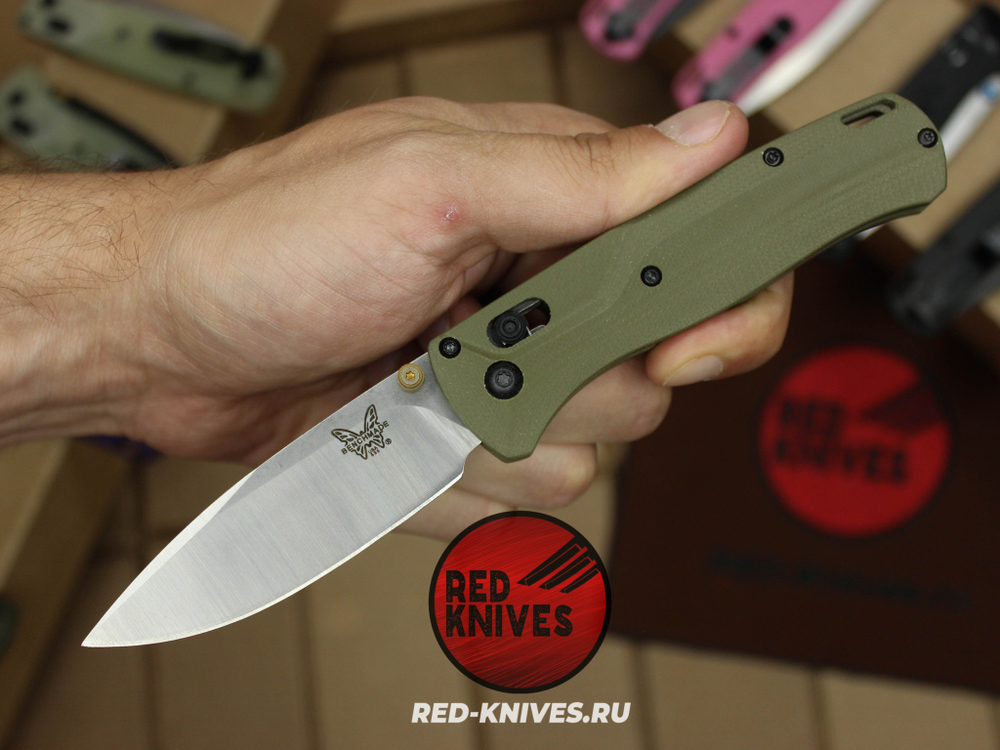 Нож Benchmade 535 Bugout G10 A+++ - зеленая рук., сатин клинок RK/Н45