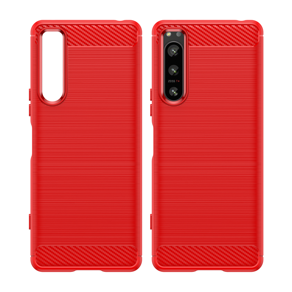 Красный чехол для смартфона Sony Xperia 5-IV Mark 4, серии Carbon (в стиле карбон) от Caseport