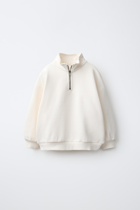 ZARA ТОЛСТОВКА С ВОРОТНИКОМ-СТОЙКОЙ, ЭКРЮ