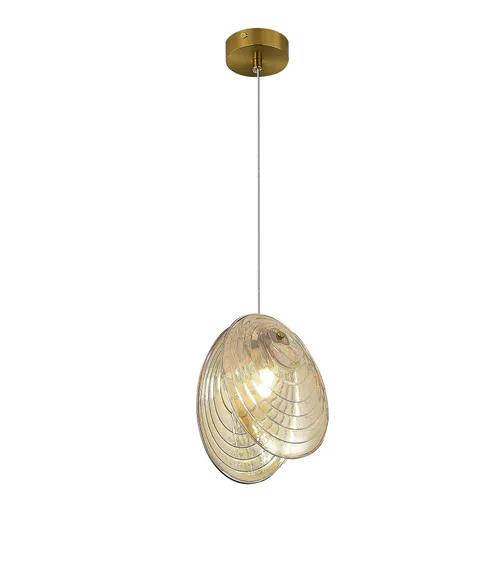 Светильник подвесной NewRgy 2814-DW-1 BRASS CANOPY+CHAMPINE GLASS, 15 Вт, шампань