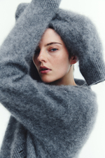 Шерстяной кардиган оверсайз — Серый меланж - H&M
