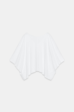 ZARA ХЛОПКОВАЯ ФУТБОЛКА С РУКАВАМИ-НАКИДКАМИ, БЕЛЫЙ