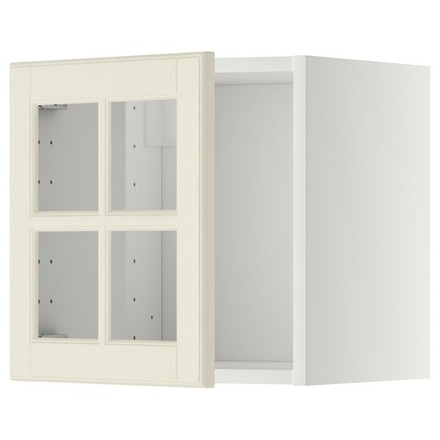 IKEA METOD  (ИКЕА МЕТОД)  -  Шкаф навесной со стеклянной дверцей - белый/Бодбюн кремовый 40x40 см