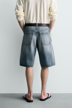 ZARA ДЖИНСОВЫЕ ШОРТЫ BAGGY FIT, ВЫЦВЕТШИЙ СИНИЙ