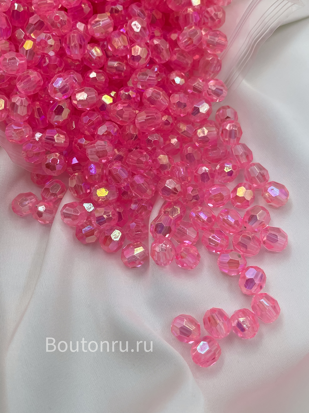 Бусины акриловые гранёные круглые розовые 500 грамм (±5гр)