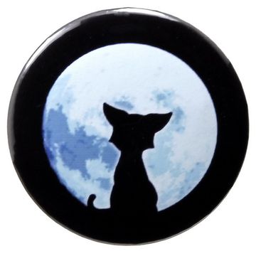 Значок Кот смотрит на Луну 36 мм
