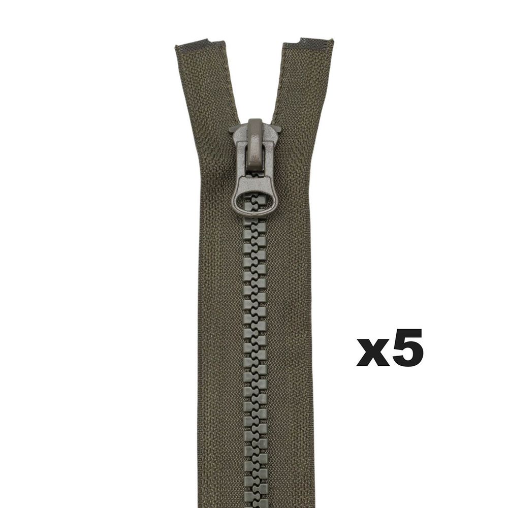 Молния трактор Т8 (8 мм) 1 зам., разъем., 75 см, 078 т.хаки, 5 шт