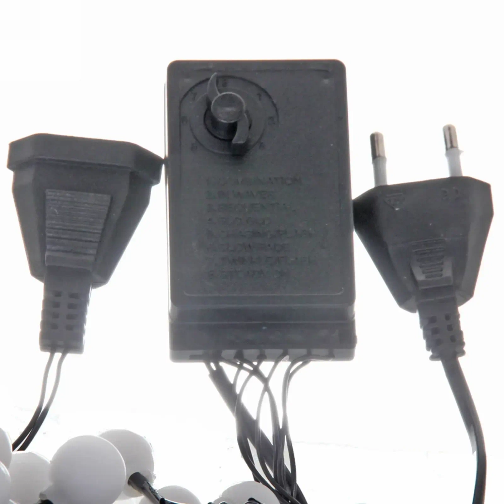 Гирлянда для дома Мишура 4 м, 200 ламп LED, d-1,4 см, черный пров, 8 реж, IP-40, Мультицвет