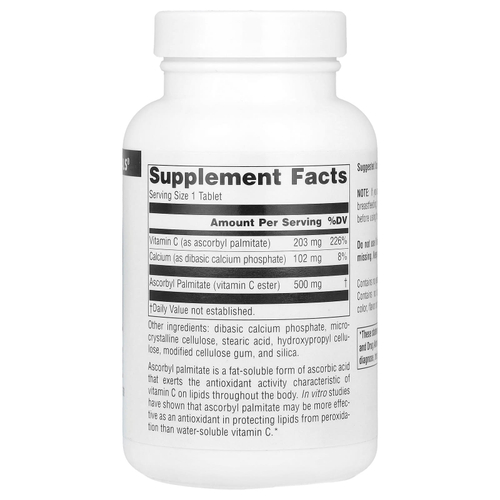 Source Naturals, аскорбил пальмитат, 500 мг, 90 таблеток