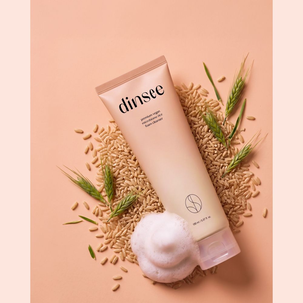 Микробиомная пенка для умывания с ферментированным рисом Dinsee Premium Vegan Microbiome Rice Foam Cleanser, 150 мл