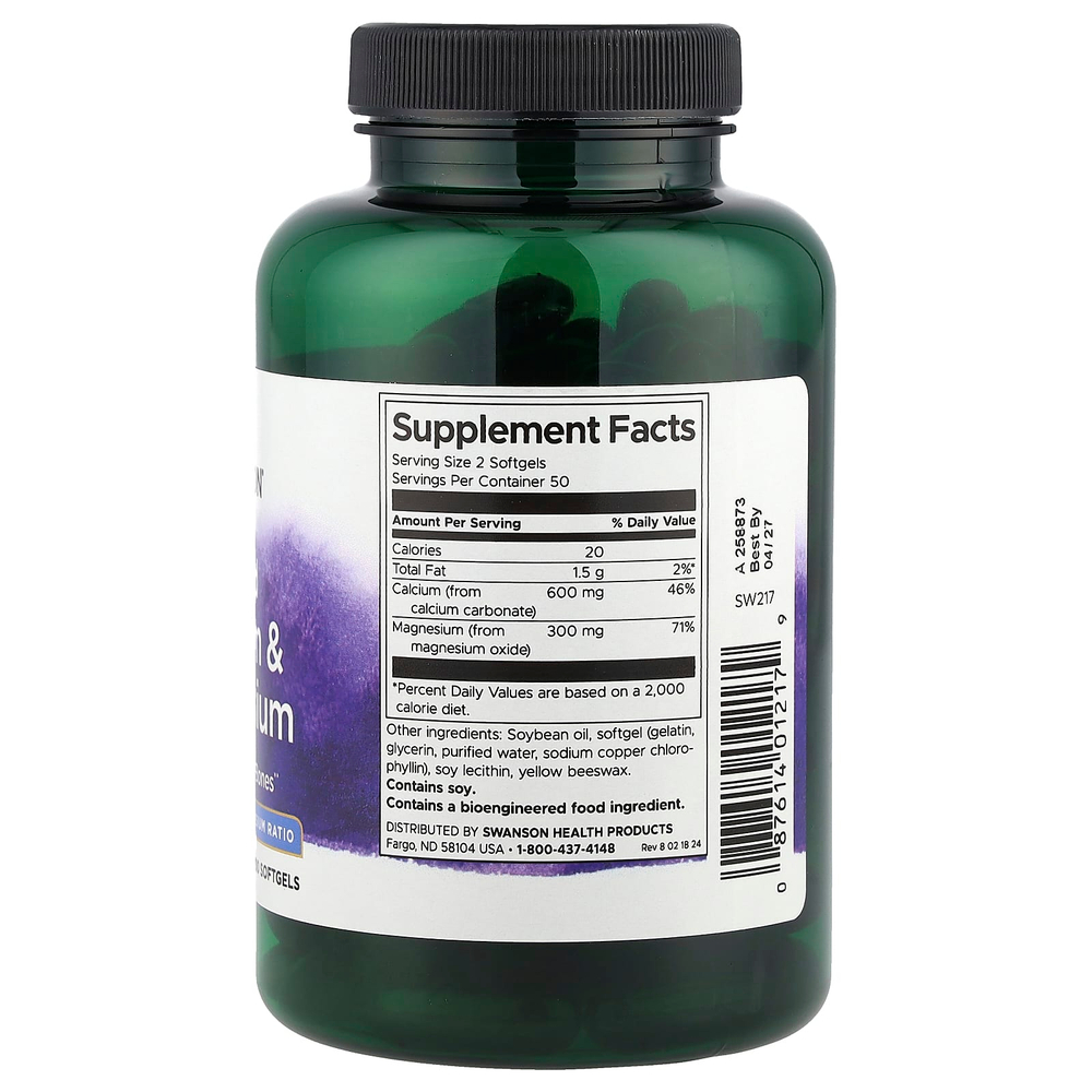 Swanson Vitamins, Жидкий кальций и магний, 100 мягких таблеток