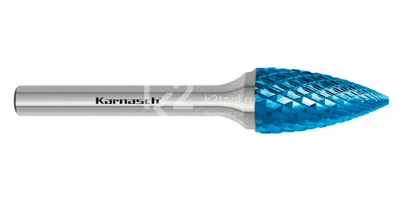 Борфреза твердосплавная Karnasch форма G, 6х18х6х50 мм, насечка HP-6, покрытие Blue-Tec, арт. 11.5064-035