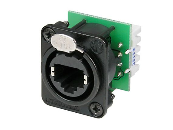 Neutrik NE8FDV-YK-B панельный разъем RJ45 , вертикальная установка под зажим провода, черненый корпус