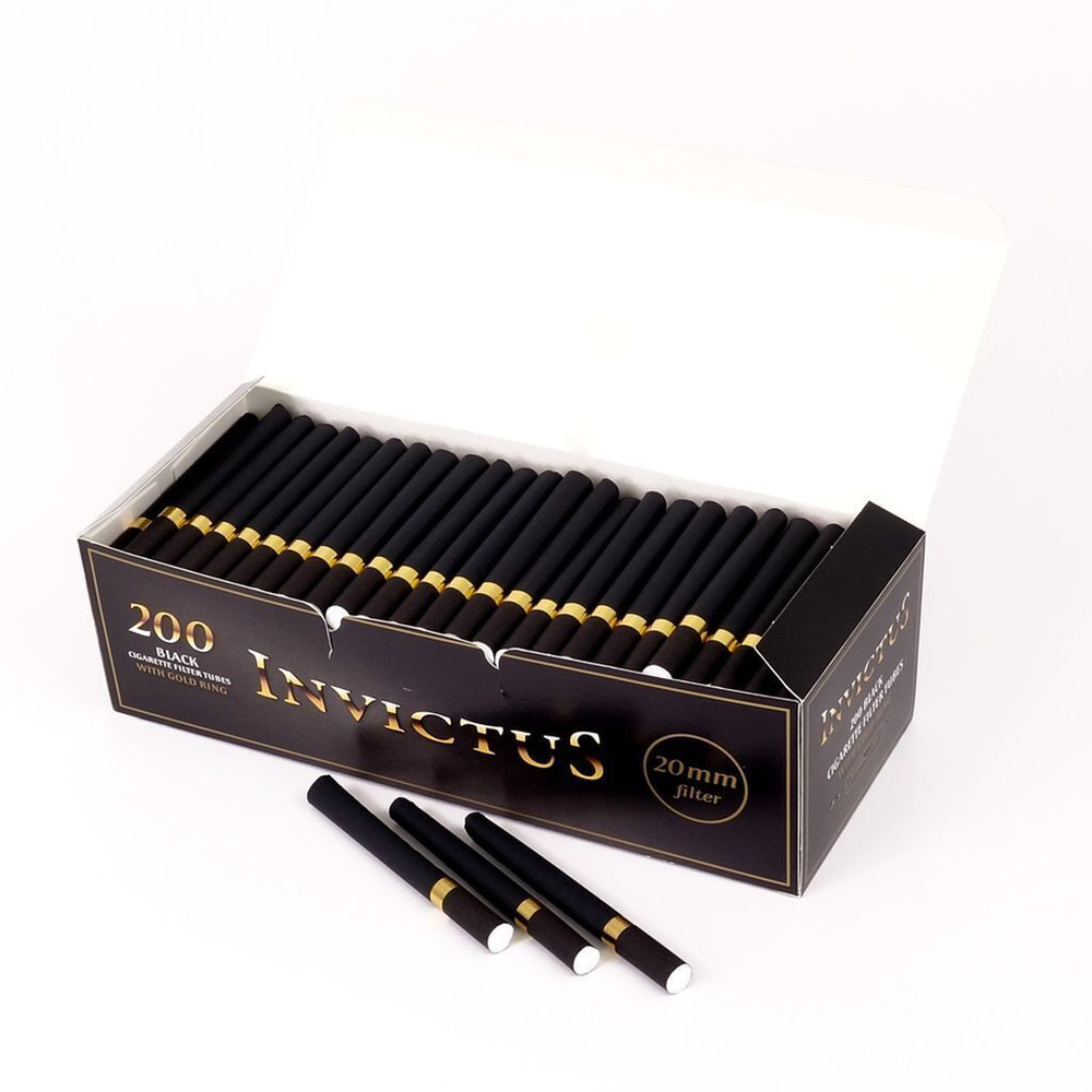 Гильзы для сигарет "Invictus" Black Long 20mm Filter 200шт