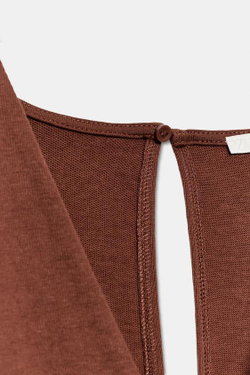 ZARA ДЛИННЫЙ КОМБИНЕЗОН ИЗ ПЛОТНОГО ХЛОПКА, ЧЕРЕПИЧНЫЙ