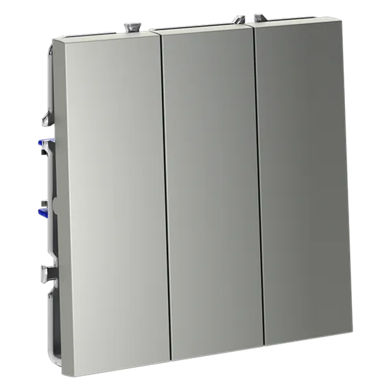 Выключатель трехклавишный Voltum S70 Сталь VLS030105