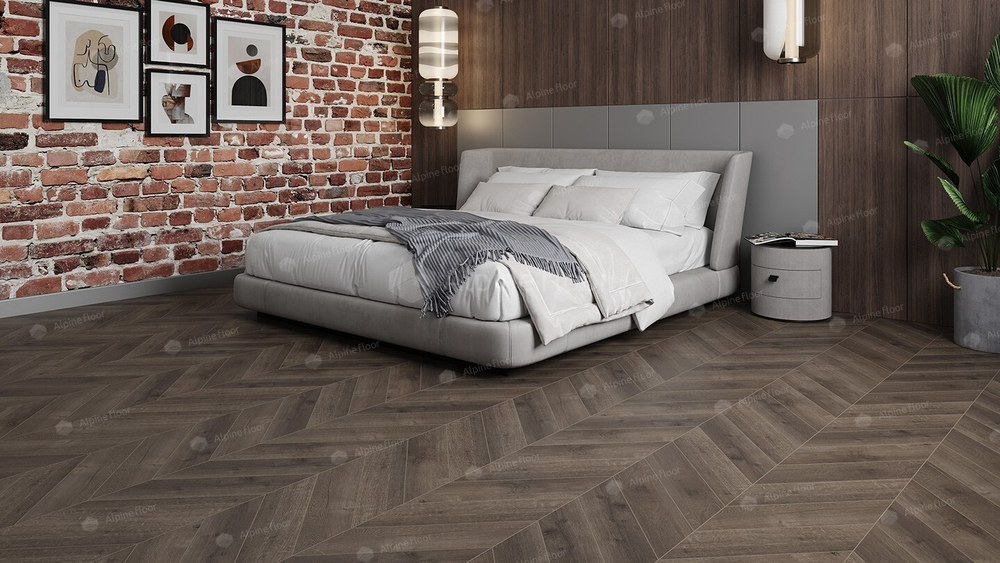 Кварцвиниловая плитка Alpine Floor CHEVRON Дуб Антарес ECO 18-9 - Магазин напольных покрытий в Екатеринбурге. MAXI ПОЛ.