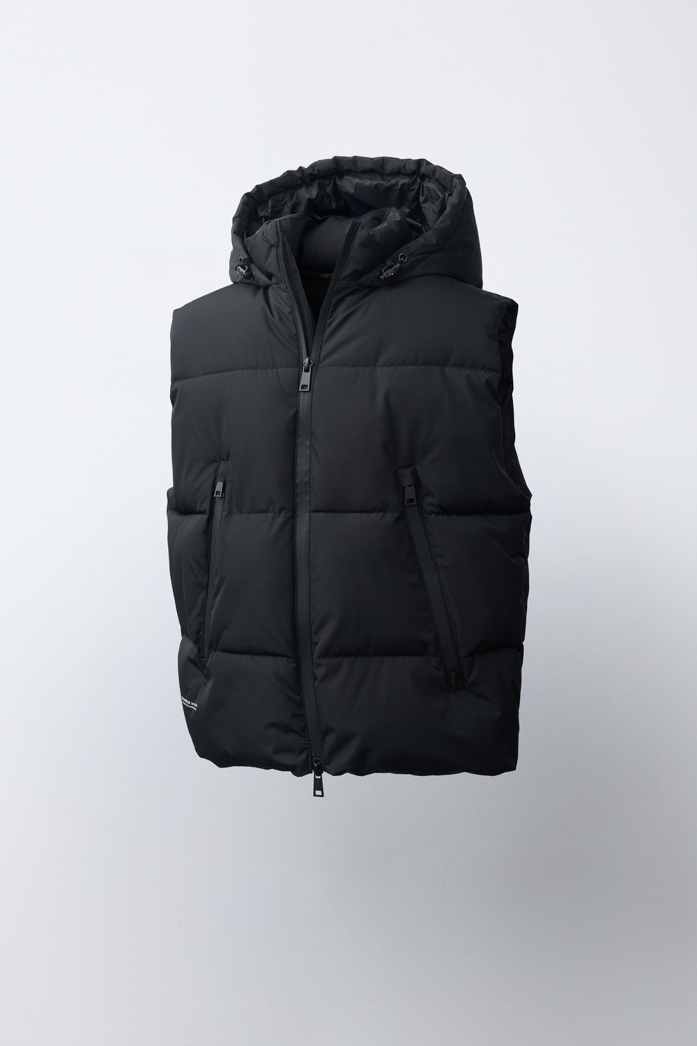 ZARA СТЕГАНЫЙ ЖИЛЕТ WATER REPELLENT, ЧЕРНЫЙ