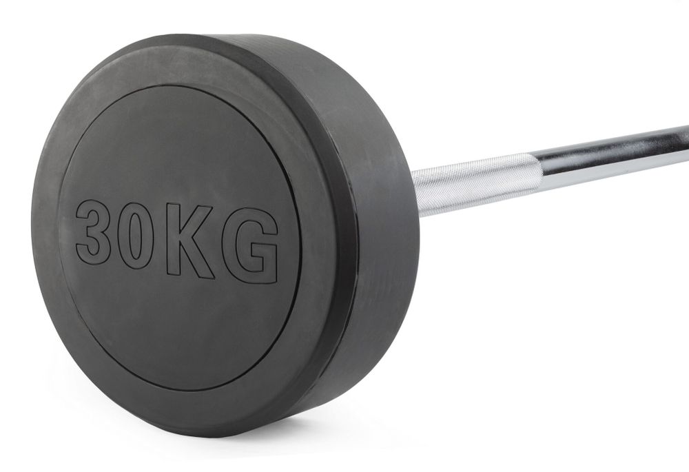 Штанга неразборная обрезиненная 30 кг. Прямой гриф. VictoryFit VF-DX4300